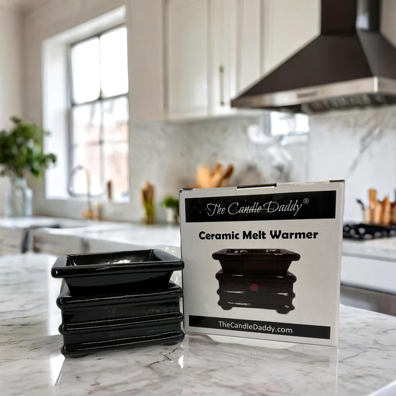 Electric Ceramic Wax Melt and Candle Warmer – Square Black Pagoda