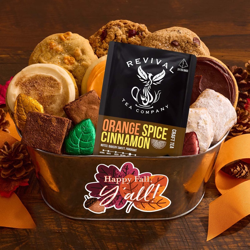 Happy Fall Y’all Cookie & Tea Gift Pail